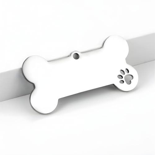 2 PCS White Bone Shaped Personalised Pet ID Tags, Engraved DIY Dog & Cat Tags