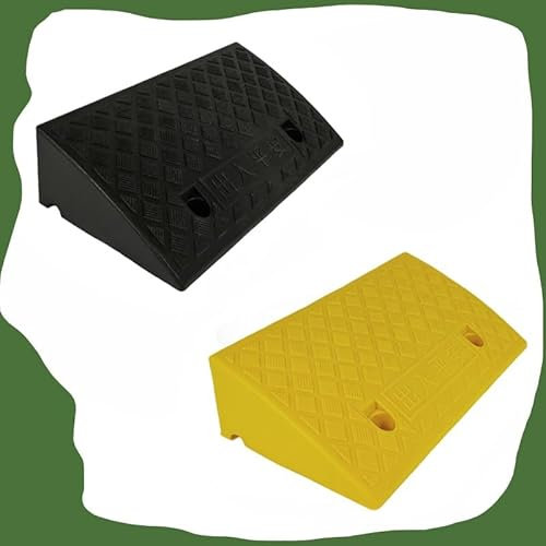 GSKFXJ Gummirampe Leichte Bordsteinrampe 5cm 10cm 15cm Hoch Tragbare Rollstuhlrampe, rutschfeste Auto Rampe, Robustem Rampe for Gehwege, Garagen, Motorrad(Yellow,50 * 40 * 17cm)