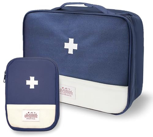 Ryvera 2 Stück Medikamententasche Große, Kapazität Reiseapotheke Tasche Leer Wasserdicht Medikamententasche Reise Tragbar Medikament Tasche Medizin Aufbewahrungstasche für Home Office Reisen Outdoor