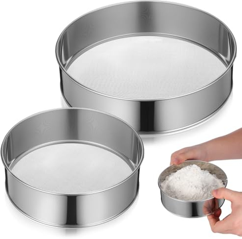 UTHCLO 2pcs Stainless Steel Drum Sieve for Mashed Potato Sieve Fine Mesh Flour Mesh Flour Strainer Tamis Strainer