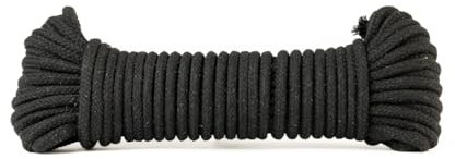 SNURO Baumwoll Seil (6mm, 20m, schwarz) - Geflochtenes Baumwollseil - Weich und leicht zu binden (169kg)