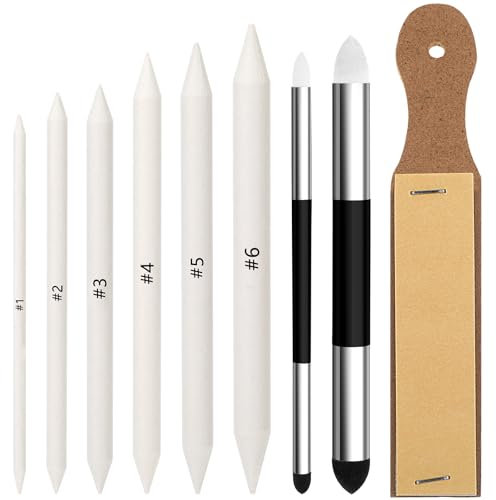 Nogeqi 9 Stück Papierwischer Set, Papierwischer zum Zeichnen, Blending Stump Radiergummi Stift Skizzen Schwamm Radierstift Papier Malerei für Kunst, Skizze, Zeichnen, Künstler