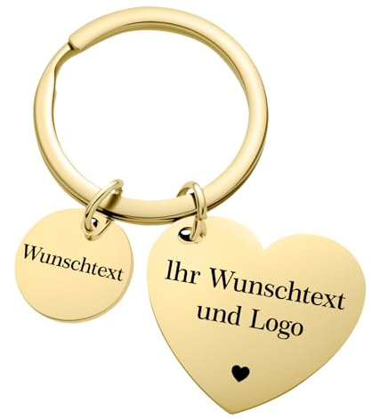 Gravurmaster Personalisiertes Schlüsselanhänger für Paare mit Gravur Liebesspruch & Datum - Romantisches Geschenk für Ehefrau, Ehemann zur Hochzeit, als Jahrestagsgeschenk oder Valentinstag, Gold