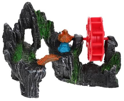 IMIKEYA Waterwheel Rockery Decoration for Aquarium Fish Tank Adornment Simulation Water Wheel Windmill Landscape for Garden and Indoor Display