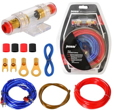 Suprbee 15pcs Set di Cavi per Amplificatori per Auto, 10GA Kit Completo Audio Auto, Kit Cablaggio Amplificatore Auto Subwoofer Audio, 1500W Stereo Subwoofer con Fusibile per Auto Camion Moto