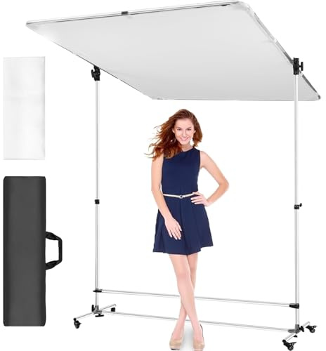 Lichtstreuplatten-Set, Foto-Lichtdiffusor mit 360° drehbarem Rahmen und Rädern, höhenverstellbarer Scrim-Diffusorständer mit Rädern, Scrim-Stoff für Fotografie und Film