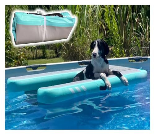 Hundebadeleiter Aufblasbare Hunde-Bootsrampe für den Pool, Groß Klein Hunde-Pool-Einstiegsrampe 150 cm L x 100 cm B x 15 cm H, See/ Strand/ Steg Kletter-Wasserhang für Haustiere Gute Sichtbarkeit(Gree