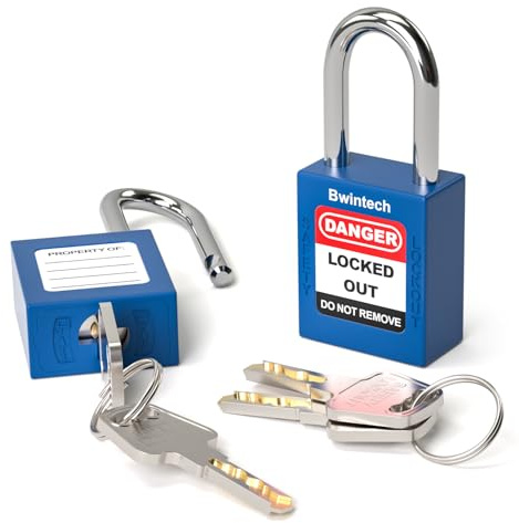 Bwintech 2 pezzi 38 mm con chiavi diverse Lucchetto di sicurezza blu scuro Lockout Tagout Lock per stazioni e dispositivi Lock Out Tag Out