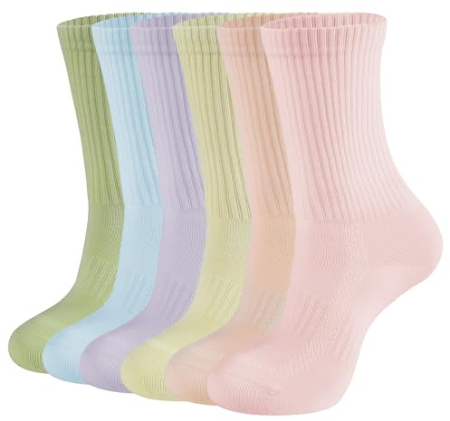 YOJOOM Socken Damen 6 Paar Tennissocken 35-38 39-42 Baumwollsocken Atmungsaktiv Sport Socken für Damen laufsocken (DE/NL/SE/PL, Numerisch, 39, 42, Regular, Regular, Mischfarben 6 Paar)