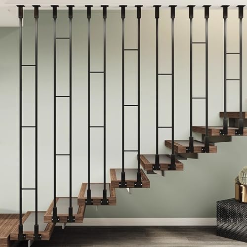 Corrimano per scale resistente in acciaio al carbonio per scale interne ed esterne, veranda, terrazza, montaggio a soffitto. (60cm 1PS)