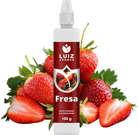 LUIZ AROMAS | Aroma Fresa - Aroma Alimentario en Gotas para dulces de Hornear, Pasteles, Bizcochos, Tartas y Licores | Producto Vegano sin Calorías y sin Azucar | Producto 100% Italiano (100g)