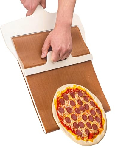 Tagliere scorrevole di legno della pizza, 15,4 x 11,4 nella buccia della pizza con la maniglia, facile trasferimento resistente al calore per la casa ed il ristorante