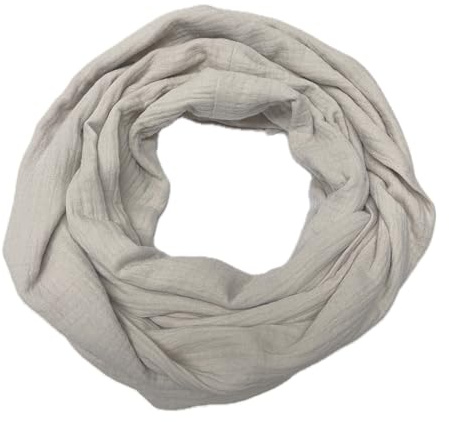 Landhuis handmade – Musselin Loop Damen hellbeige – Sommerschal aus Double Gauze – handgemachter Schlauchschal aus Baumwolle