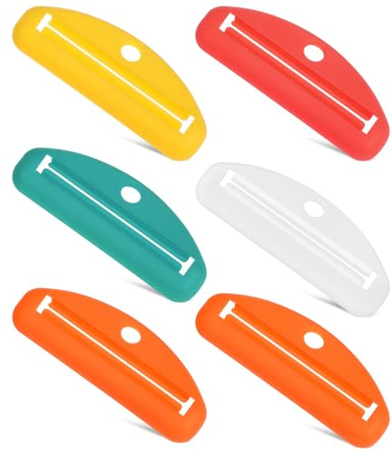 TOYANDONA Toothpaste Squeezer Stand and Toothpaste Tube Roller Squeezer 6Pcs Plastic Tube Squeezing Tool Stylish Fun Design to Reduce Waste for Bathroom Use