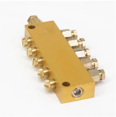 Bloque colector de aluminio de 5 vías, 6 mm de entrada y 4 mm de salida, con valor ajustable