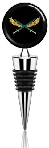 Crossed Longswords with Wings Funny Wine Bottle Stoppers Metal Bar Accessories Reusable Saver Sealer Printed Champagne Corks