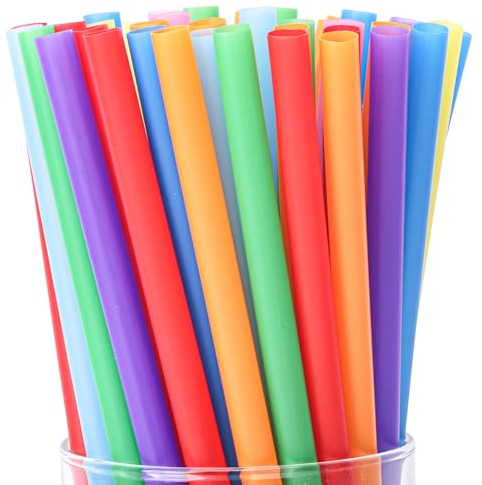 Tomnk 50 Pack Smoothie Straws, 10.3 Inches Straws Disposable, Milkshake Plastic Straws in Assorted Bright Colors