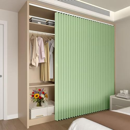 Tenda per porta scorrevole, autoadesiva, per la privacy, per ufficio, classe, spazio di lavoro, divisorio, libreria, armadio, decorazione, verde, 150 cm W/180 cm H