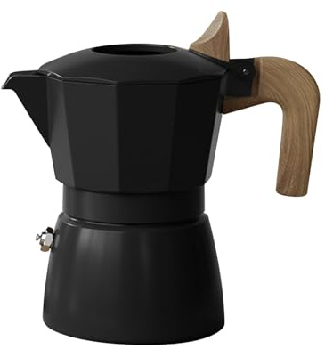 ANKROYU Pentola da fornello portatile professionale a doppia valvola Caffettiera stile vintage in lega di alluminio per fornello elettrico a gas da domestica da campeggio (Nera)