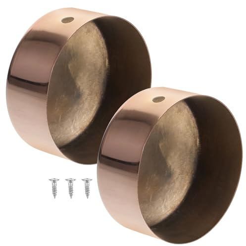MAGICLULU 2 Pcs Rose Gold Metal Handrail End Covers 50mm Diameter Handrail End Caps for Staircase Replacement Fittings