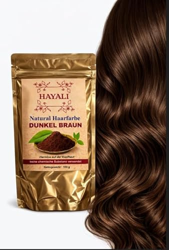 Hayali Natural hårfärg. Henna hårtoning, 100g, Kemifri hårfärg, Hårtäckning för grått hår. Anti-aging. Organisk. Vegan. حناء (Mörk Brun)