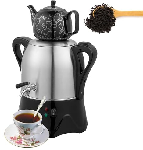 Tetera eléctrica turca de 2000W – Samovar eléctrico de acero inoxidable de 3L con tetera de cerámica de 1L, función de mantener caliente para preparar té turco, café y té de hierbas #1