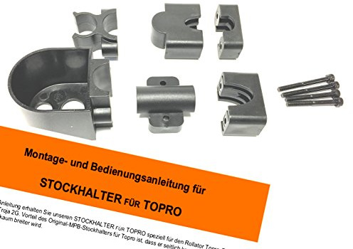 MPB® Stockhalter komplett für Topro-Rollatoren, Klemme und Becher, passend für die Modelle Troja, Ecco, Olympos und 2G,
