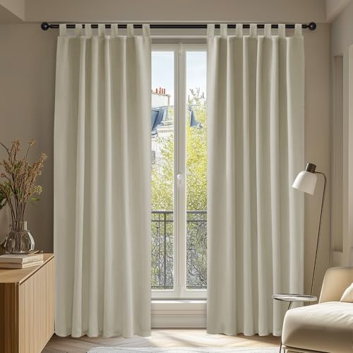Deconovo Tende Oscuranti Termiche Isolanti 140x290 CM 2 Pezzi, Tende Moderne per Soggiorno Interni, con Passanti, Beige Chiaro