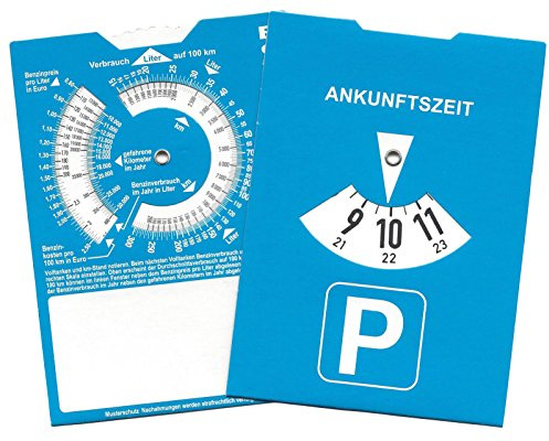 Unbekannt Europa Parkscheibe Parkuhr mit Benzinrechner Rückseite neutral ohne Werbung (3)