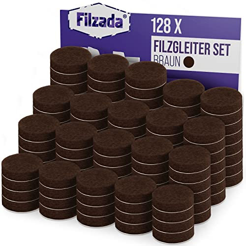 Filzada® 128x Almohadillas de Fieltro Adhesivo - Ø 20 mm (Redondo) - Marrón - Deslizadores de Muebles Profesionales de Fieltro con un Poder Adhesivo Ideal