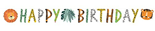 Amscan 9909353 - Partykette Get Wild, Papier, 180 x 15 cm, Happy Birthday, Hängedekoration, Girlande