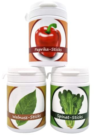 Futter Dosen Set 3x50g = 150g / Paprika Walnuss Spinat/Garnelen Welse Krebse Schnecken