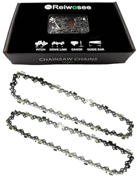 2 Pcs Sägeketten Kettensägenkette für 8 Zoll Mini Handheld wiederaufladbare, 050Gauge, 3/8 LP Pitch, 33 Drive Links Passend für alle Marken Akku 21-26V Kettensäge für Garten Brennholz DIY Chain