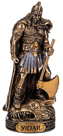 Vidar Skandinavisk Gud Hartsfigurer Handmålad Brons Miniatyrstaty 8 cm (3,3 tum)