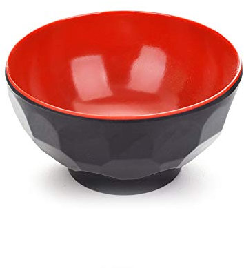 Bol à Riz Bols en mélamine Bol en Plastique réutilisable Bol à Soupe Bol à casseroles de Nouilles de Riz pour Usage Domestique Vaisselle Noire et Rouge