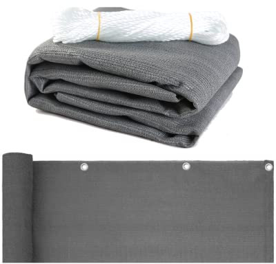 WDB - Balkon Sichtschutz - Sonnenschutz Balkon - Outdoor Vorhang Wetterfest - Sonnenschutz Terrasse - Sichtschutz Zaun - Sichtschutzmatte - Sichtschutz HDPE ohne Bohren - Grau - 90 cm x 4 m