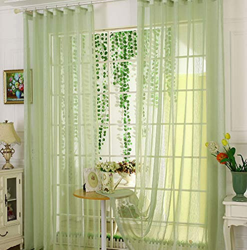LEOSXA Streifen-Gardine, einfarbig/Heimdekoration, Gardinen, durchsichtige Vorhänge, Fenster-Voile-Paneele für Schlafzimmer und Küche, Hakenverschluss, 1 Stück