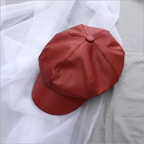 tcax Baskenmütze Damen Herbst-Winter-Hüte Für Frauen, Einfarbig, Achteckig, Ballonmütze, Herren, Damen, Pu-Leder, Wintermütze, Damen, Malermütze, Stil 3, Einheitsgröße