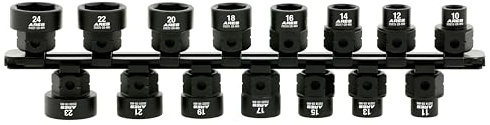 ARES 29020 – Juego de 15 llaves métricas de 1/2 pulgada de perfil bajo Nano Impact Socket – Los enchufes de grado de impacto ofrecen una mayor distancia que los enchufes poco profundos típicos –