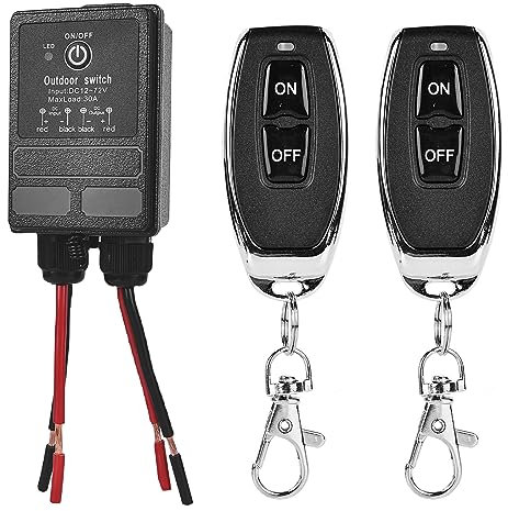 Fernbedienung Schalter, 12V Funkschalter, DC12V~72V 30A Relais Fernschalter, 100~3000m Lange Range Funkschalter mit Fernbedienung für Garagentore, Motorräder, Diebstahlalarm, Leitplanke