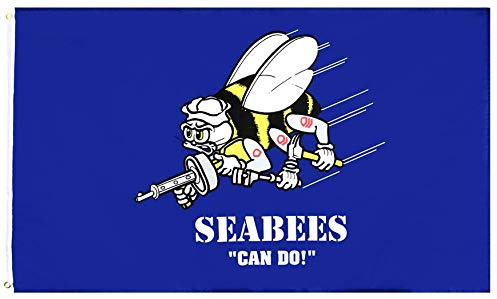 Flag 3x5 Ft (No Flagpole) Seabees Flag ft Polyester Can Do Miltary Banner Man Cave GaragevUSA