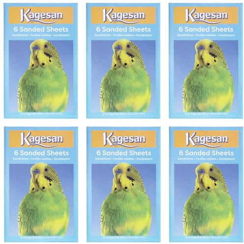 WUNDAPETS 6 PACK KAGESAN BLUE BIRD CAGE SAND PAPER SHEETS 6 X 6 PCK = 36 SHEETS 40 X 25CM