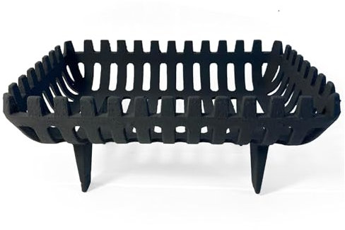 FREESTANDING 16 INCH CAST Iron FIRE Basket | Solid Fuel Wood Log Coal | for Open fireplaces | Large Cast Iron Sturdy Fireplace Accessory | Suitable for Indoor or Outdoor use