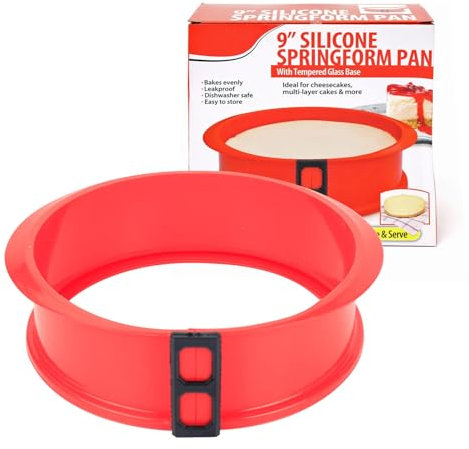 Silikon Springform rund 25 cm,Kuchen Backform, Silikon Antihaftbeschichtete Kuchen Backform Mit kratzfestem Glasbode,Antihaft-Funktion ,Perfekte Kuchen und Torten von Hobbybäckern und Profis