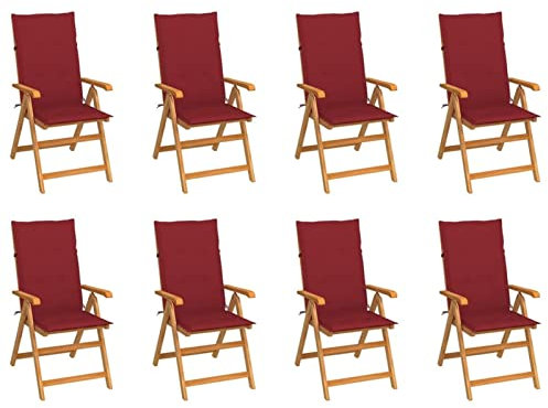 ARKEM Garten-Liegestühle mit Kissen 8 STK. Massivholz Teak Saunaliege Sonnenliege Klappbar