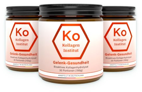 Kollagen Institut Kollagen Pulver für Gelenke - Hochdosiert Collagen Peptide, 3er Pack, Typ 1 Premium Bioaktive Kollagenhydrolysat, bei Arthrose Gelenkschmerzen Knorpelaufbau Knie Gelenk Joints