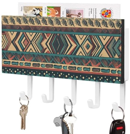 YKUDBN Schlüsselhalter, Indianer-Druck, Wandmontage, Schlüssel- und Briefhalter, Heimdekoration, geeignet für Küche und Büro