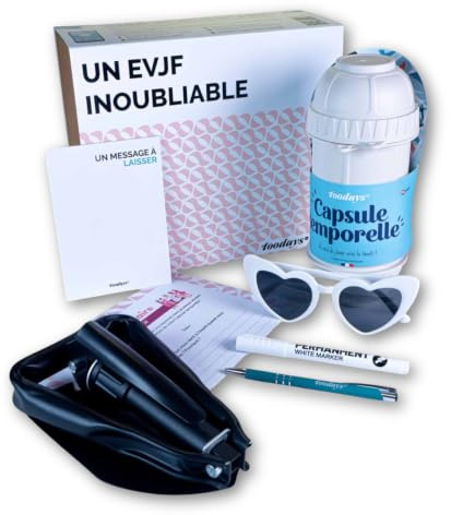 Kit capsule temporelle EVJF pour conserver les souvenirs – Cadeau original | Étanche et robuste, reliée à l’application toodays.me, localisation, date de réouverture, fabriquée en France