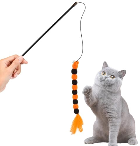 Jouets en plumes pour chats d'intérieur, jouets avec baguettes de plumes de chat | Jouets interactifs avec plumes | Jouets de chaton mignons pour le divertissement, la détente, les jeux portables