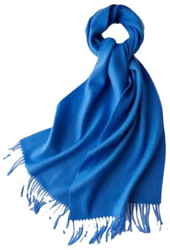Damen Wollschal Quasten Wärme Kaschmir Schal, blau, One size
